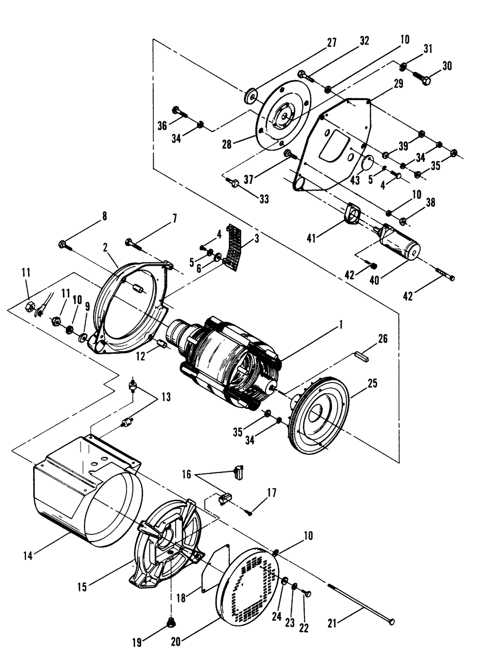 Rotor And Stator Diagram and Parts List for 8947-1  Generac Generator
