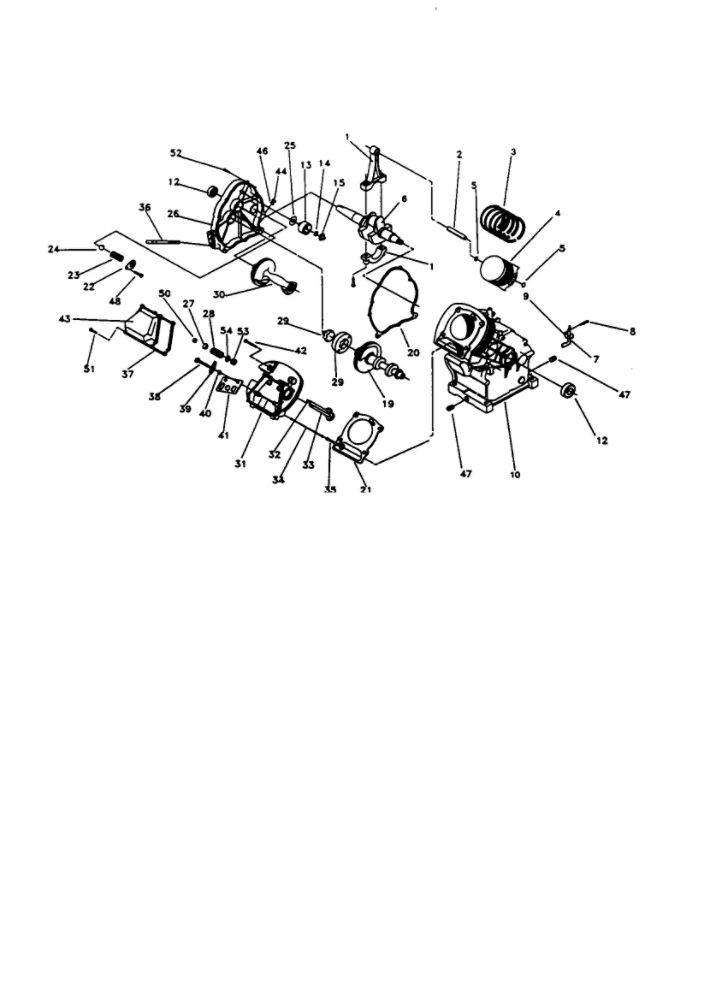 Engine - Long Block Diagram and Parts List for EHE00961-1  Generac Engine