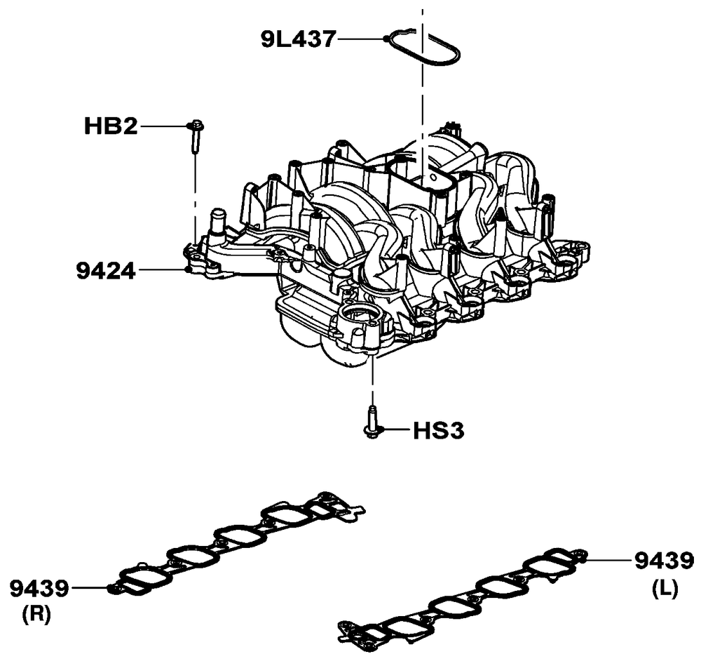 5.4l Gas Engine Intake Manifold Diagram and Parts List for QT08054ANSNA (5981037 - 5981038)(2010) Generac Generator