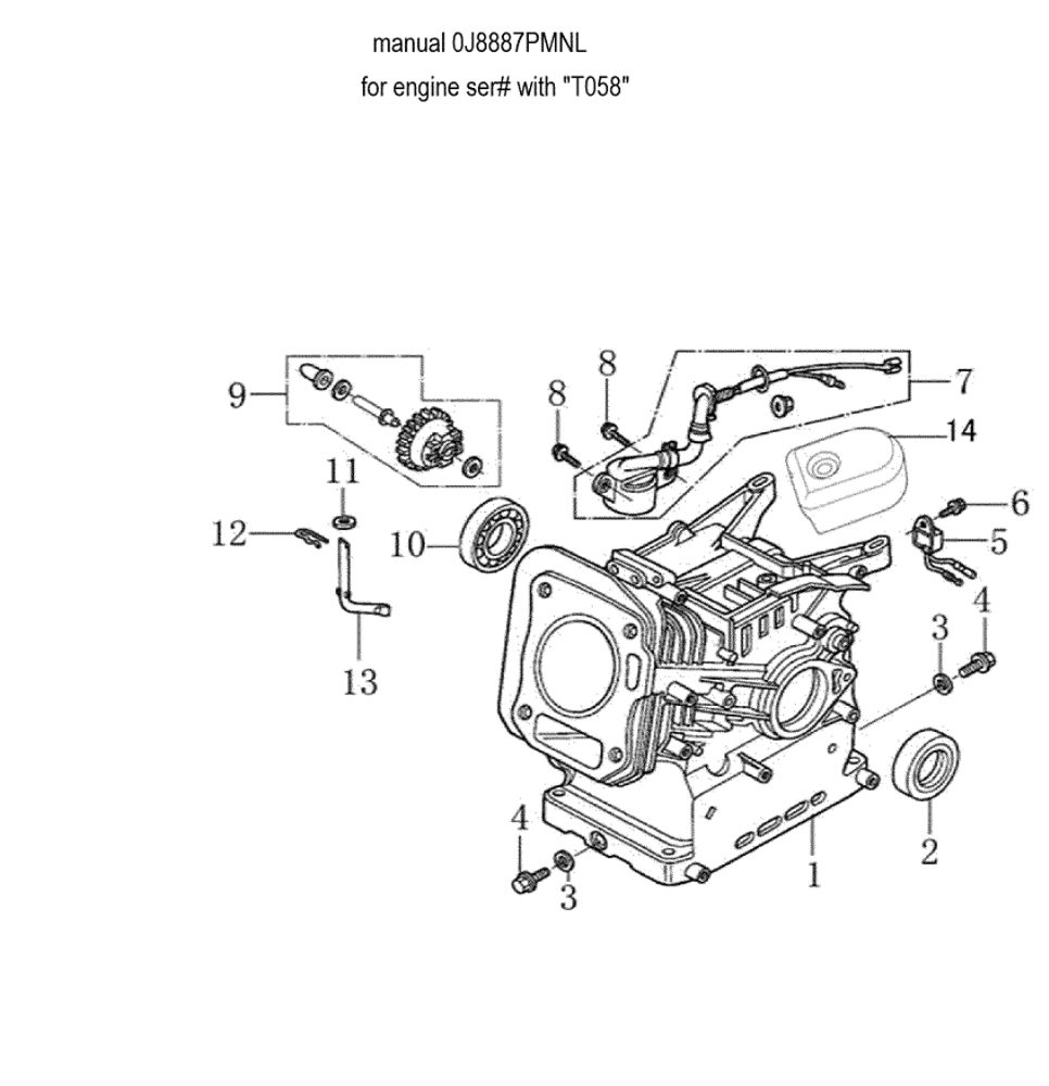 Crankcase 2 Diagram and Parts List for 006022-0  Generac Pressure Washer