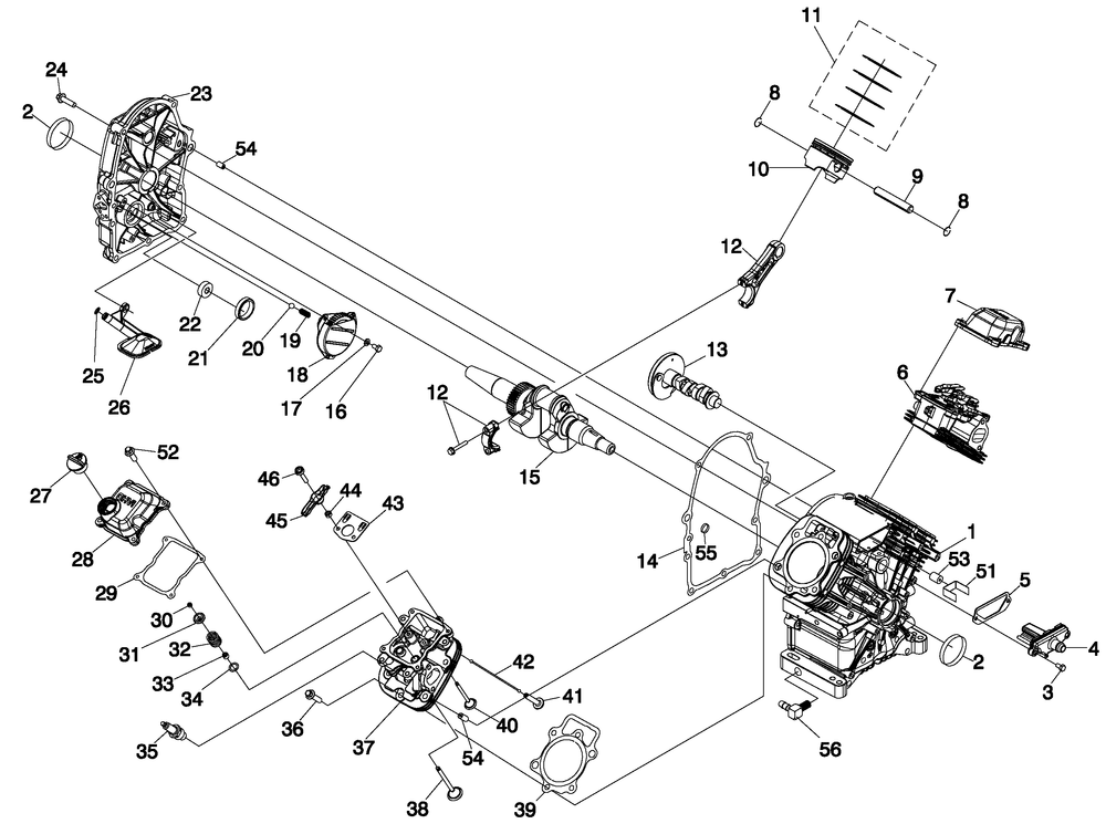Engine 7 Diagram and Parts List for 0052500 (4699893 - 5773346)(2010) Generac Generator