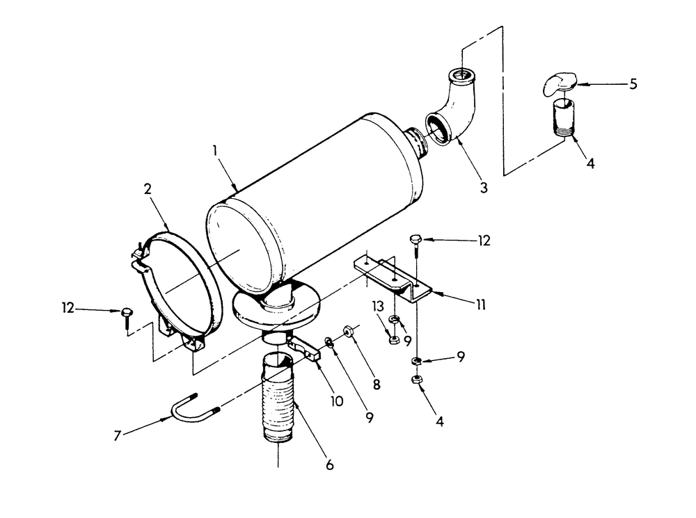 Exhaust Muffler Diagram and Parts List for 9112-4  Generac Generator