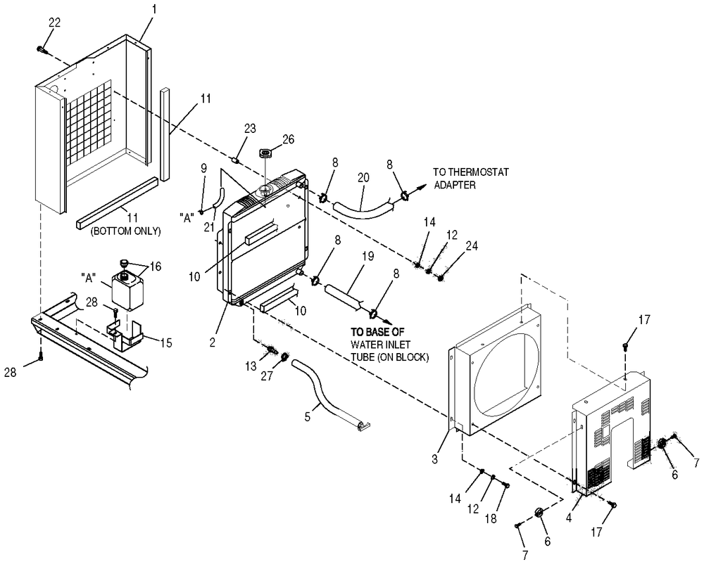 Radiator Diagram and Parts List for 0050980 (0605V01554 - 1005V02703)(2005) Generac Generator