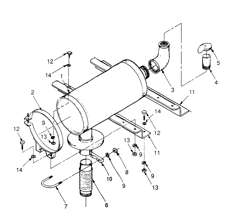 Exhaust Muffler Diagram and Parts List for 9172-2  Generac Generator