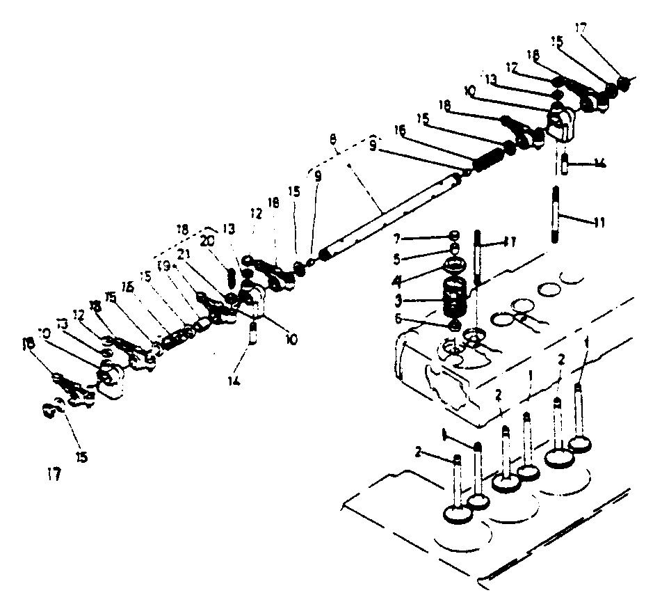 Valve, Rocker Arm Group Diagram and Parts List for 1008-B  Generac Welder