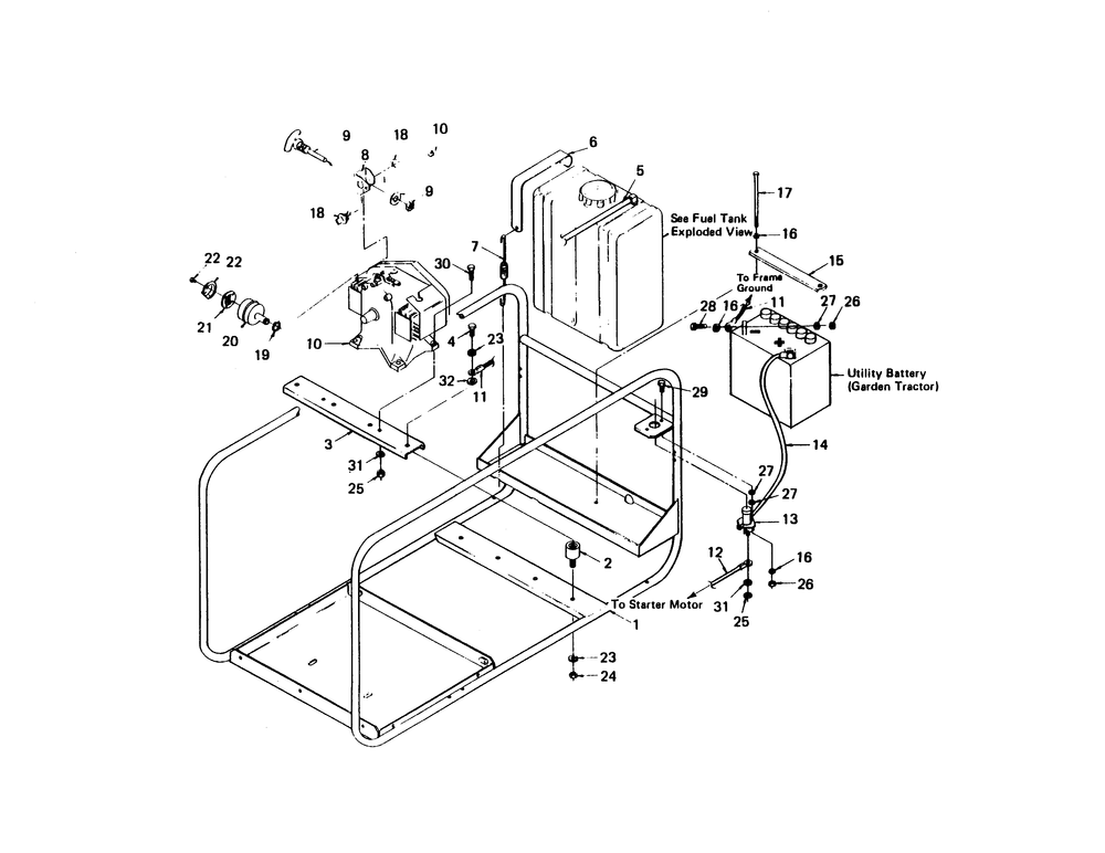 Mounting Base Diagram and Parts List for 8338-2  Generac Welder