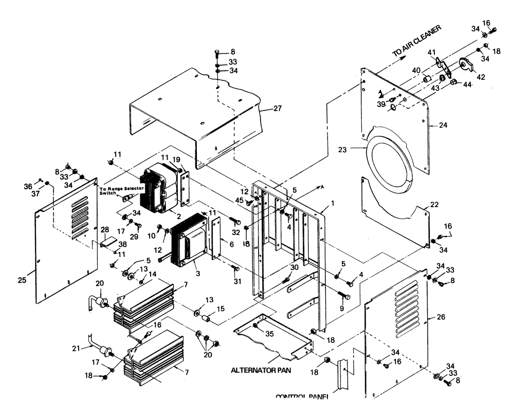 Sheet Metal Diagram and Parts List for 1011-A  Generac Welder
