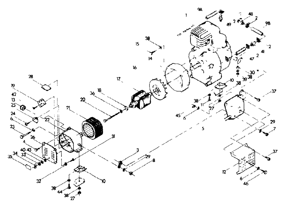 Generator And Stator (10/95) Diagram and Parts List for A1400 (8967-0)(8967-0) Generac Generator