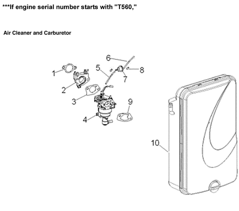 Air Cleaner And Carburetor 2 Diagram and Parts List for 005939-2  Generac Generator