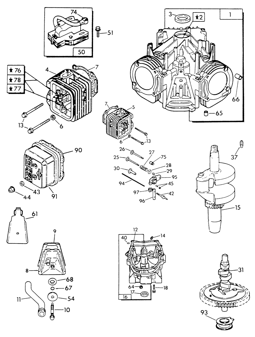 V-Twin Engine Parts (Part 2) Diagram and Parts List for 9311-0  Generac Generator