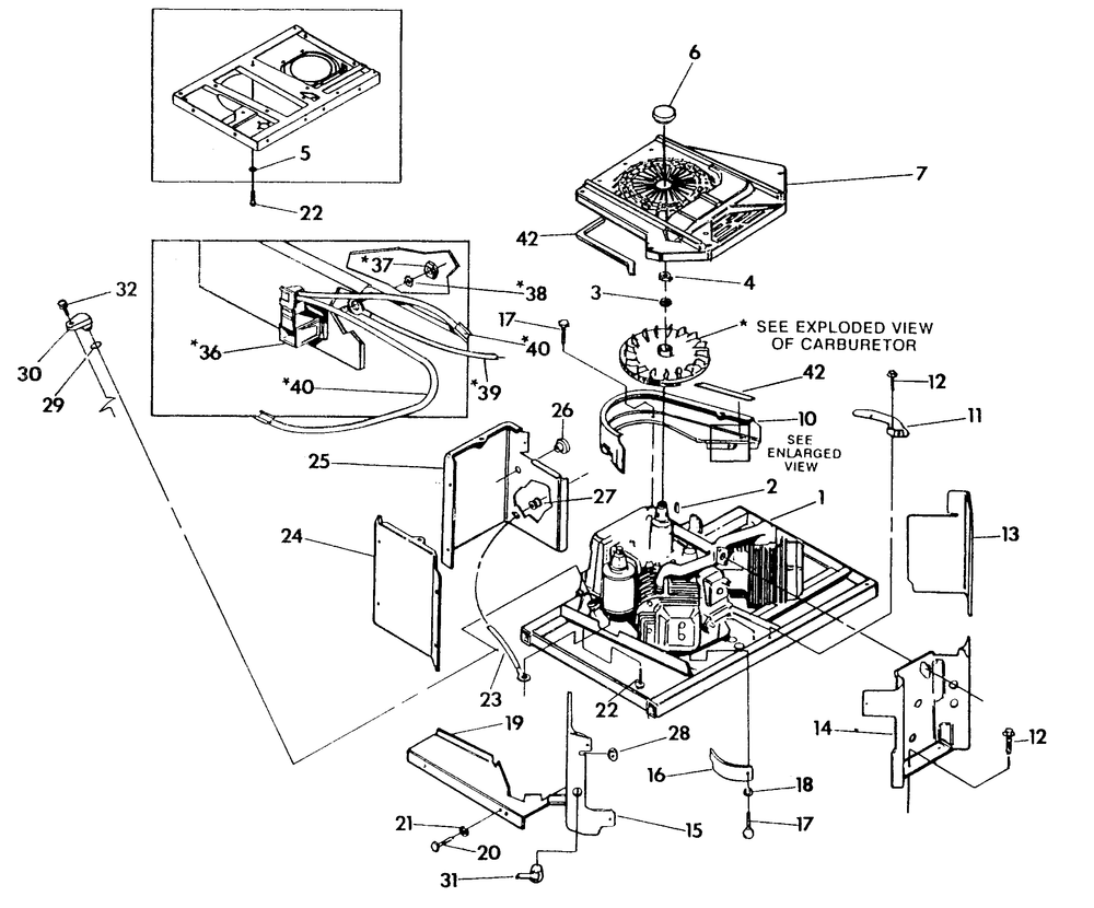 Engine Enclosure Diagram and Parts List for 0864-1  Generac Generator
