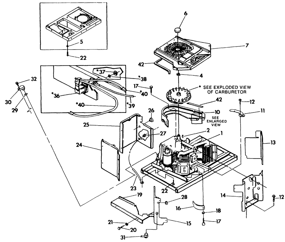 Engine Enclosure Diagram and Parts List for 0865-0 8kw Generac Generator