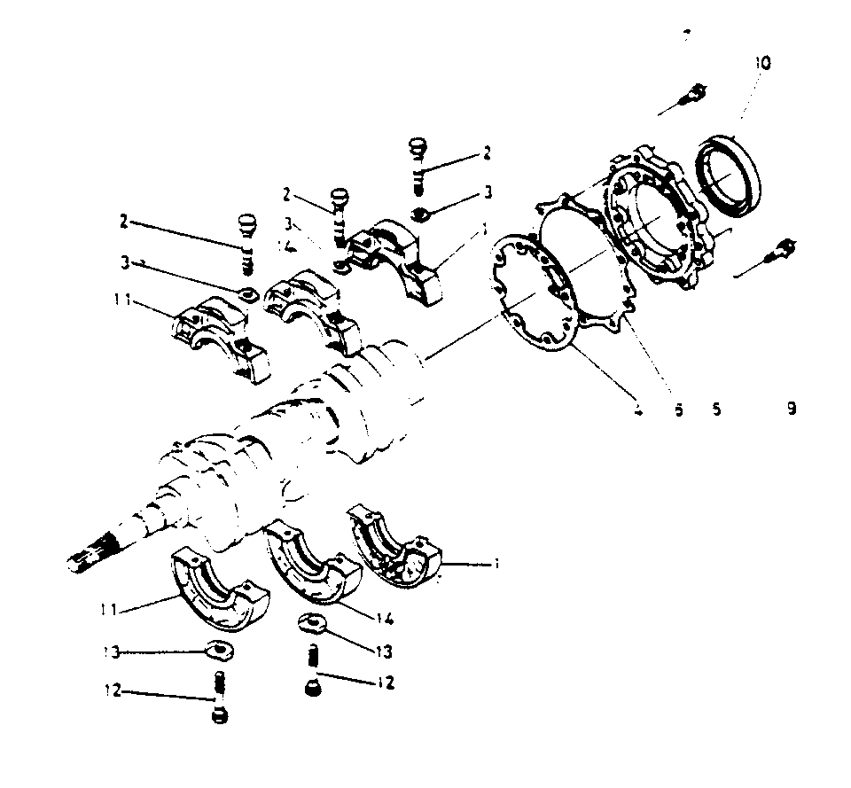 Bearing Case Diagram and Parts List for 1008-B  Generac Welder