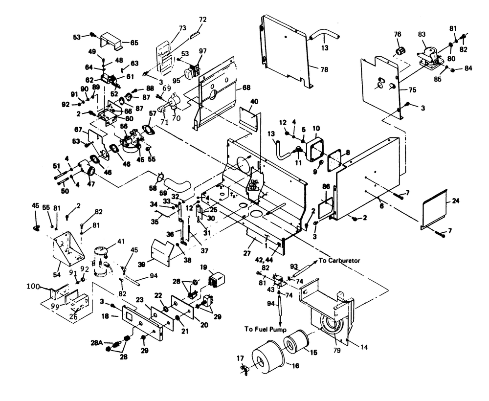 Engine Shrouding Diagram and Parts List for 6206-8  Generac Generator