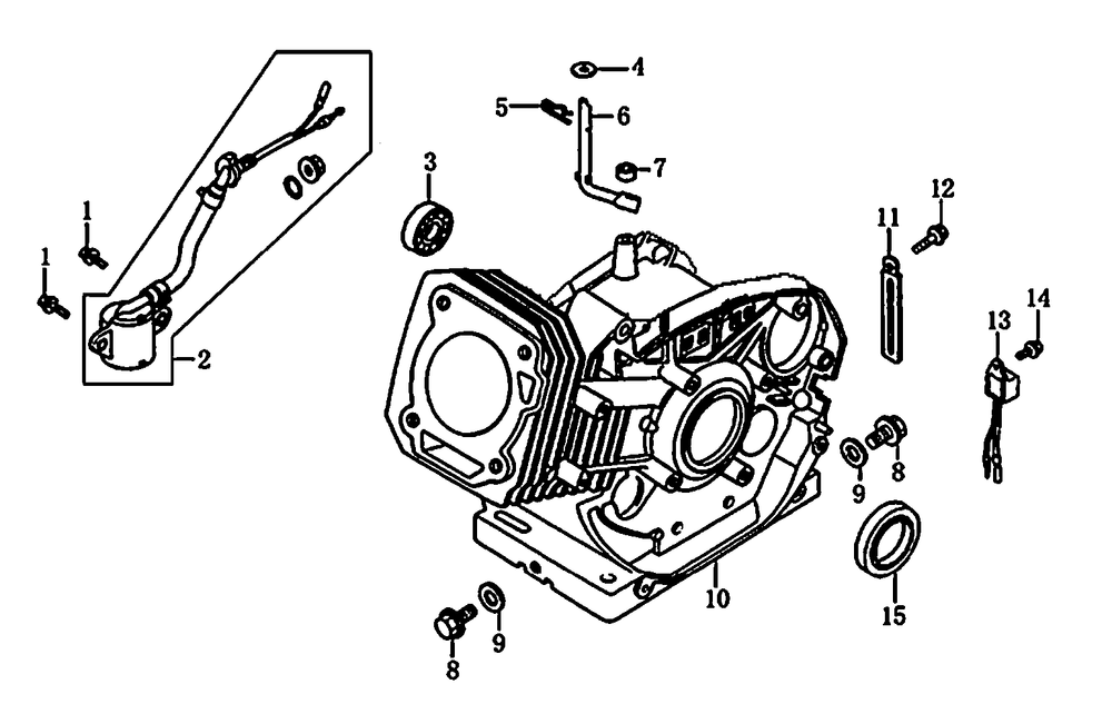 Crankcase Diagram and Parts List for 0065150 (8305070A - 8328842A)(2013) Generac Generator
