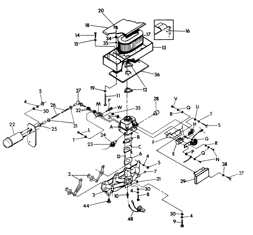 Gasoline Carburetor Diagram and Parts List for 9340-3  Generac Generator