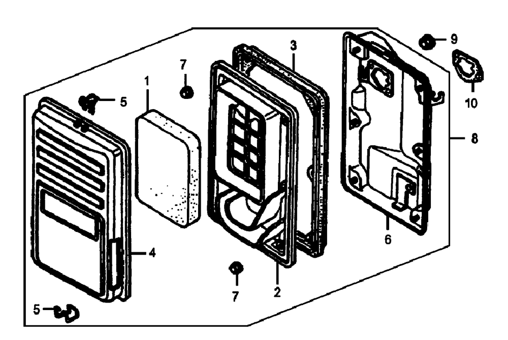 Air Cleaner Diagram and Parts List for 0057360 (5210769 - 5271450)(2009) Generac Generator