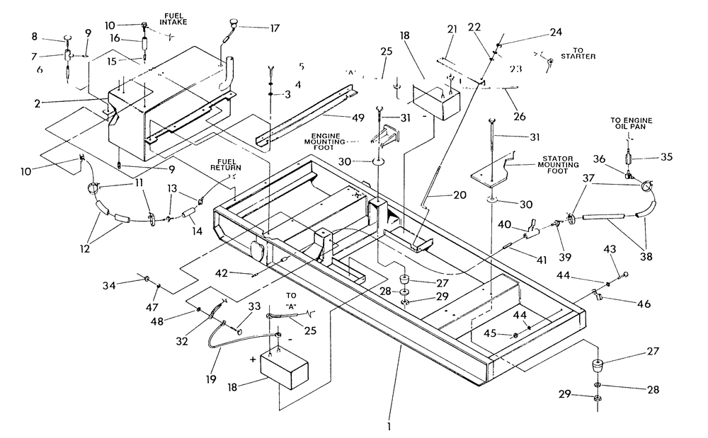 Mounting Base Diagram and Parts List for 9413-0  Generac Generator