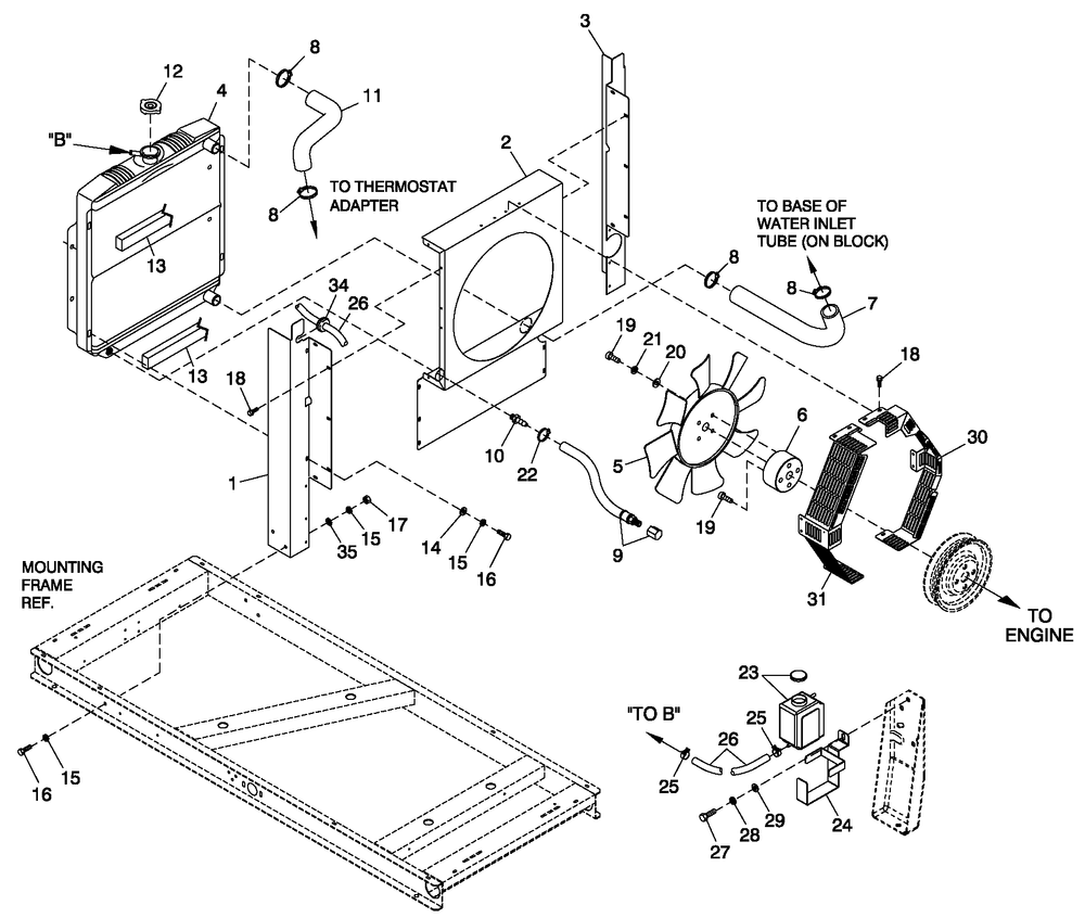 Cooling System 2.5l C1 Diagram and Parts List for 0052130 (4321570 - 4328805)(2005) Generac Generator