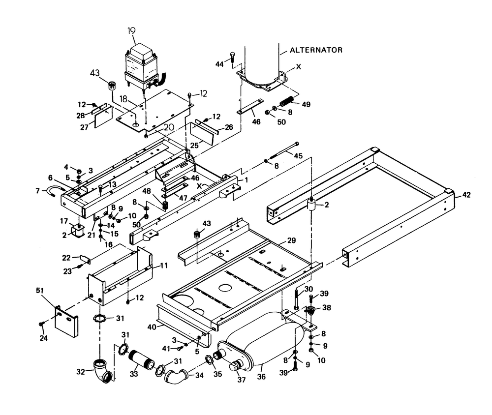 Mounting Base Diagram and Parts List for 6206-5  Generac Generator