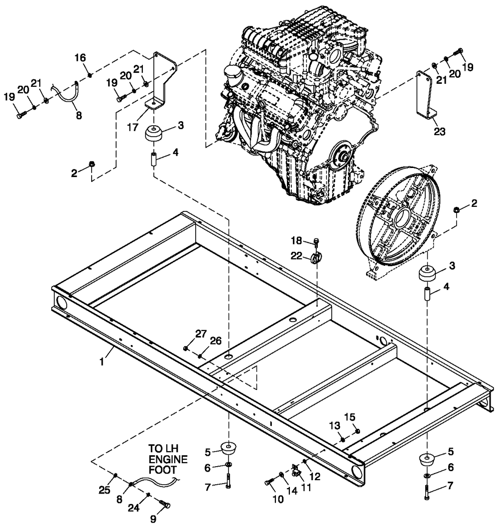 Mounting Base Diagram and Parts List for QT04842ANAY (5491309 - 5645752)(2009) Generac Generator
