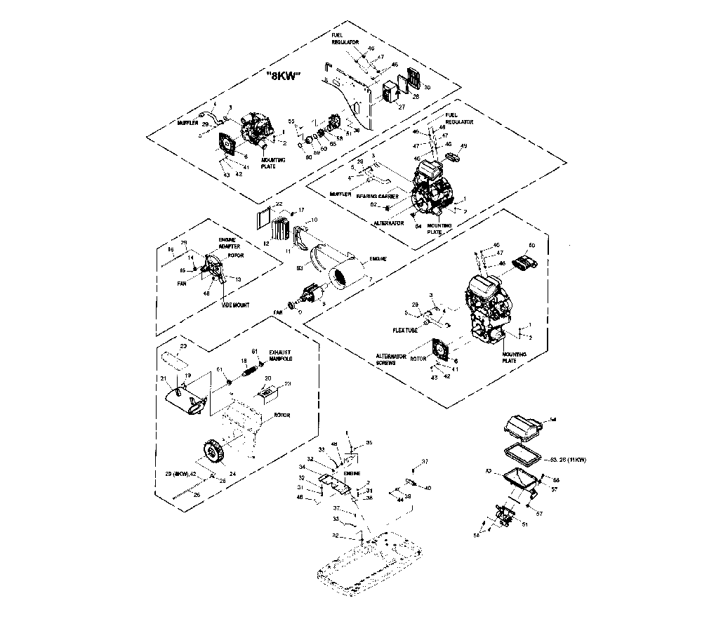 Generator Diagram and Parts List for 006237-0  Generac Generator