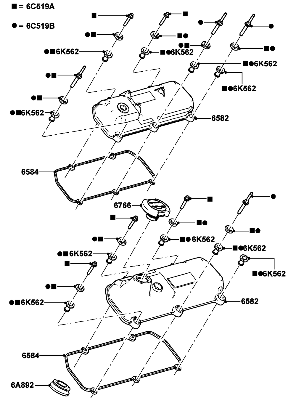4.2l Gas Engine Valve Cover Diagram and Parts List for ET04842ANAN (5614613 - 5760317)(2010) Generac Generator