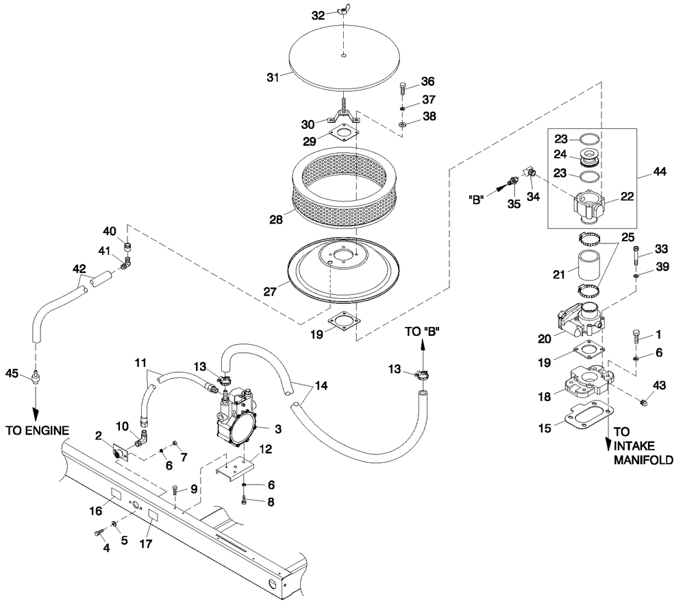 Fuel System Diagram and Parts List for 0051060 (0505V01166)(2005) Generac Generator