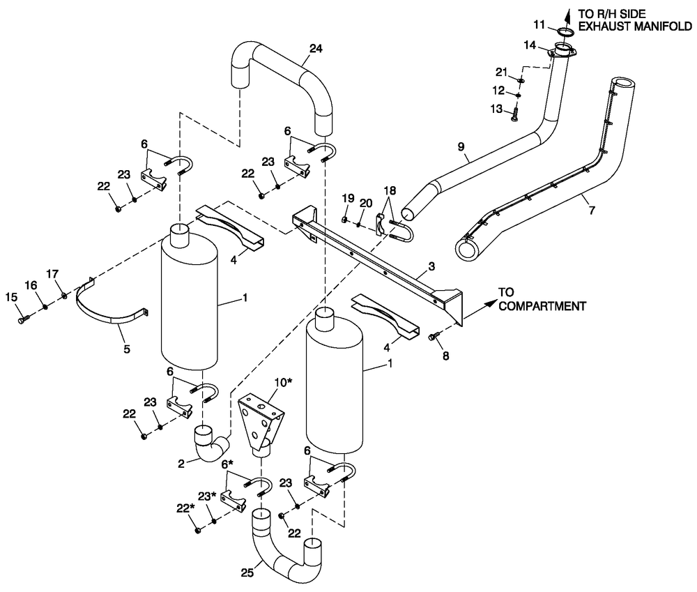 Muffler Exhaust Diagram and Parts List for ST04524ANSN (5509894 - 5644769)(2009) Generac Generator