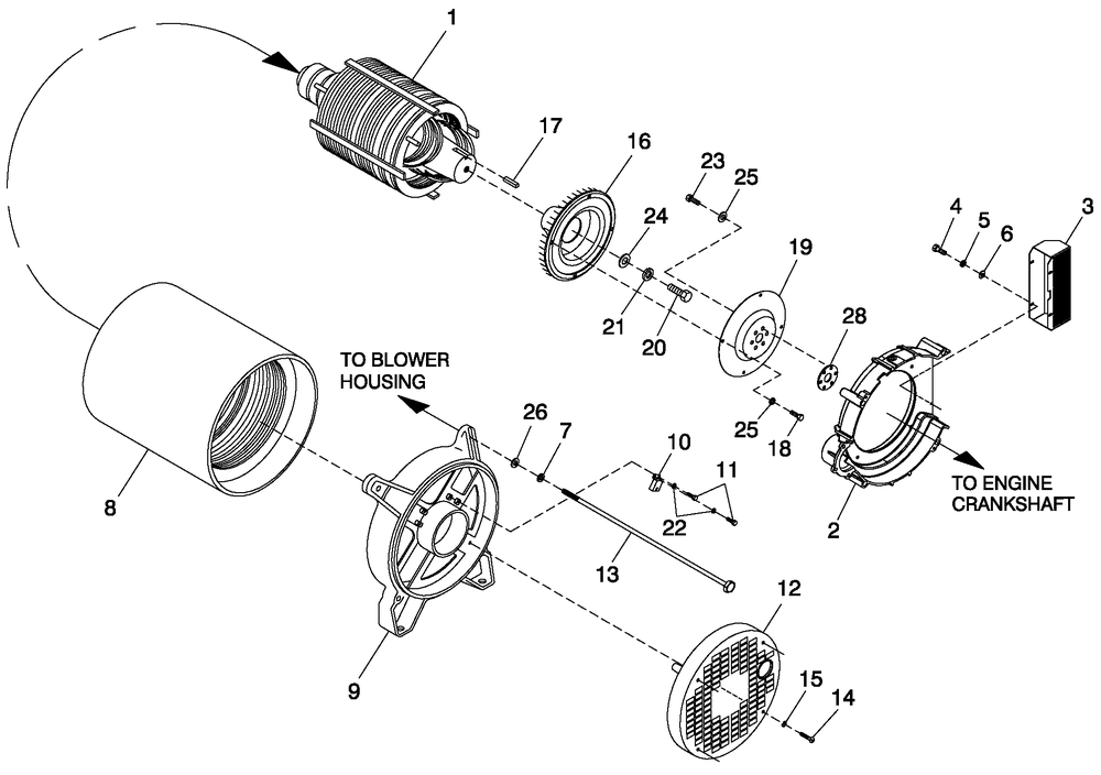 Alternator Common Parts Diagram and Parts List for 0053183 (4108V30497)(2008) Generac Generator