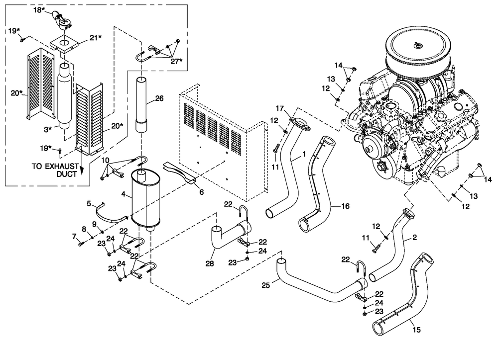 Ev Muffler 3.9l C4 Diagram and Parts List for QT07039AVSN (4166739 - 4225329)(2005) Generac Generator
