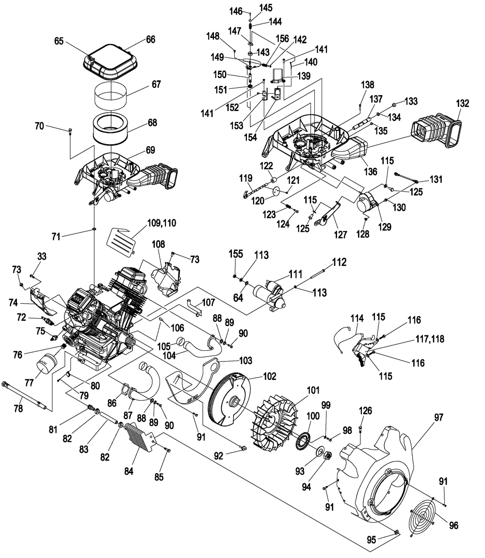Engine 4 Diagram and Parts List for 0052960 (2106V18948)(2006) Generac Generator