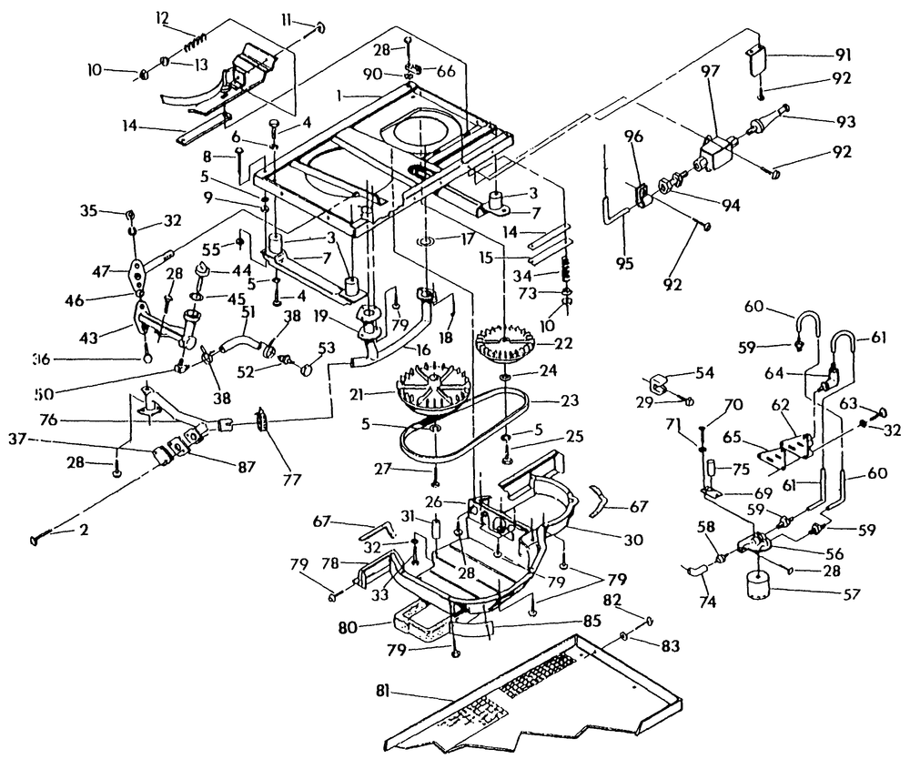 Base And Pulley Diagram and Parts List for 0861-0  Generac Generator