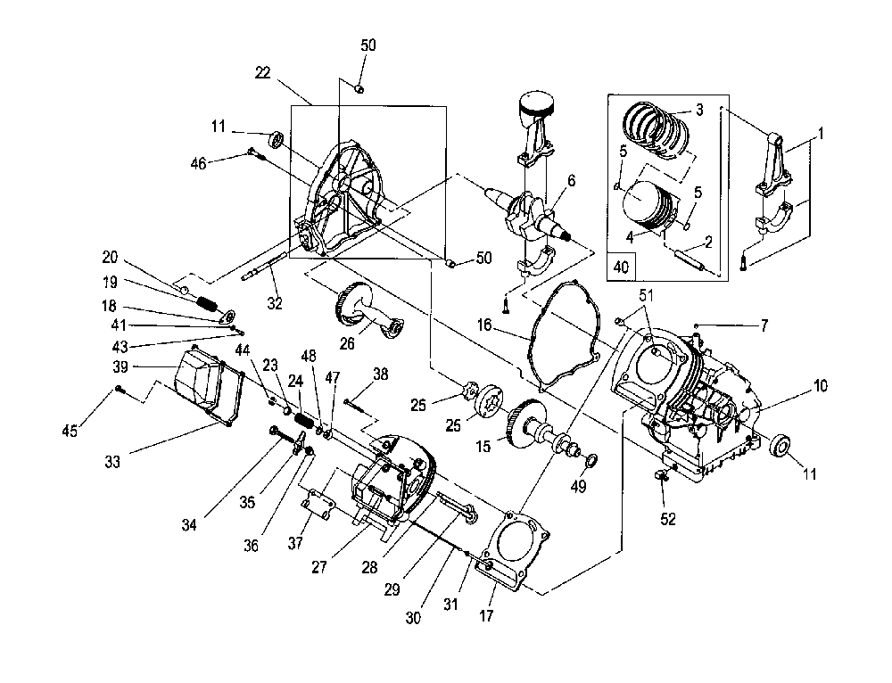 Engine 1 Diagram and Parts List for 006237-0  Generac Generator