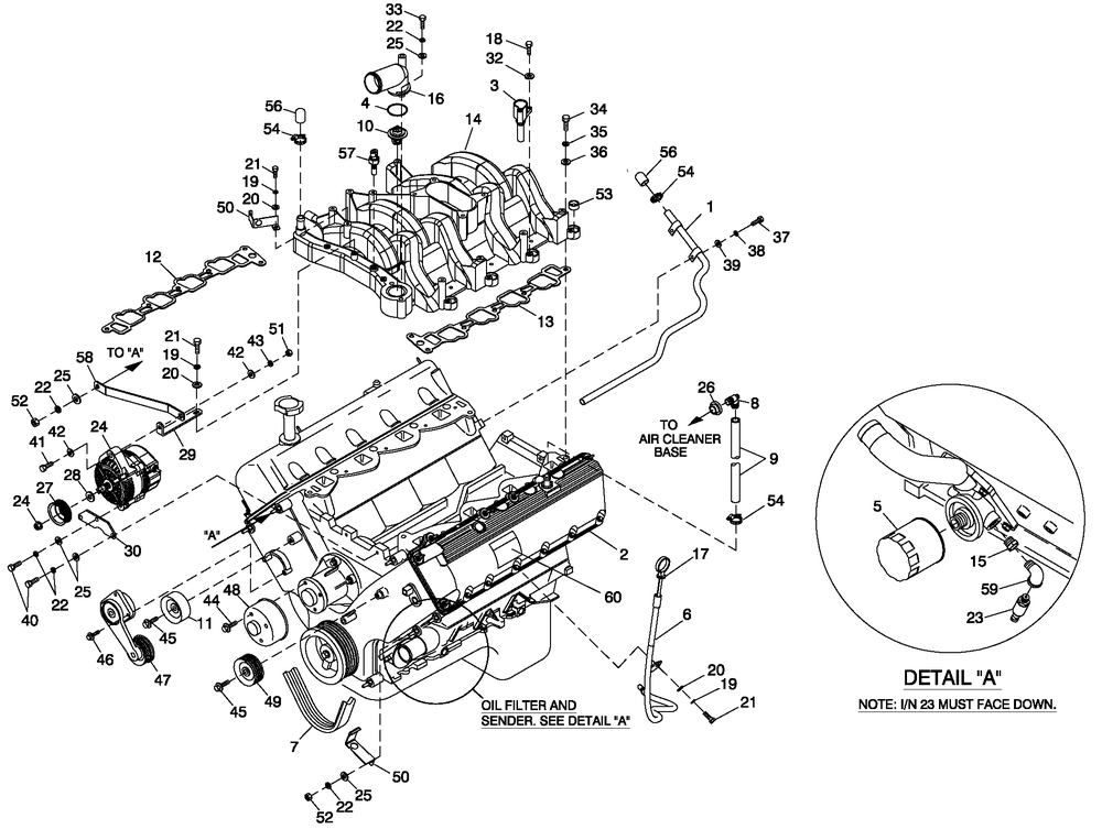 Ev Engine Common Parts 5.4l 3600 L/H Diagram and Parts List for QT04554ANNNA (4501308 - 4636811)(2006) Generac Generator