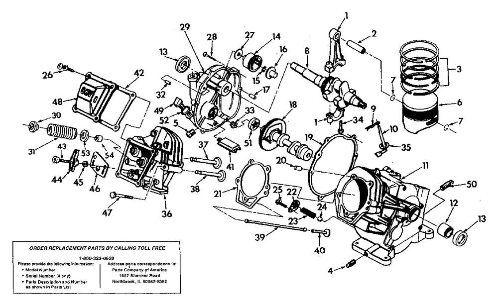 Gn-190 Engine Long Block (10/95) Diagram and Parts List for 3W953 (9540-0)(9540-0) Generac Generator
