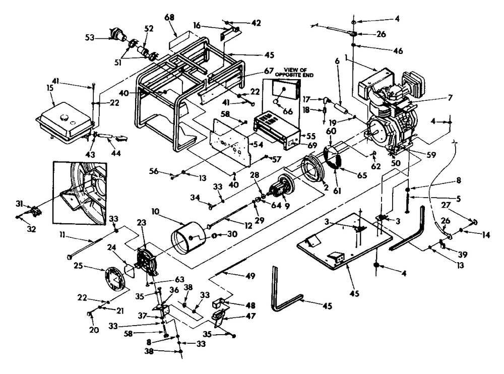 Generator And Cradle Diagram and Parts List for 1N171 (9868-0)(9868-0) Generac Generator