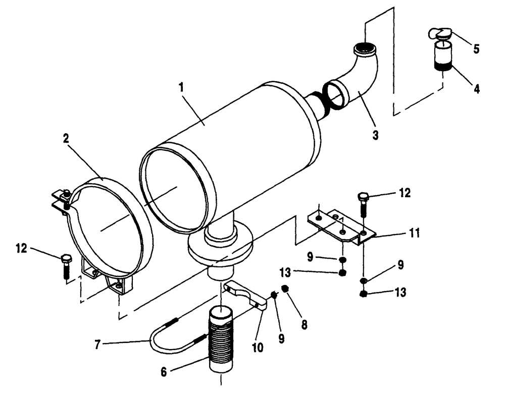 Muffler Diagram and Parts List for 0611-4  Generac Generator