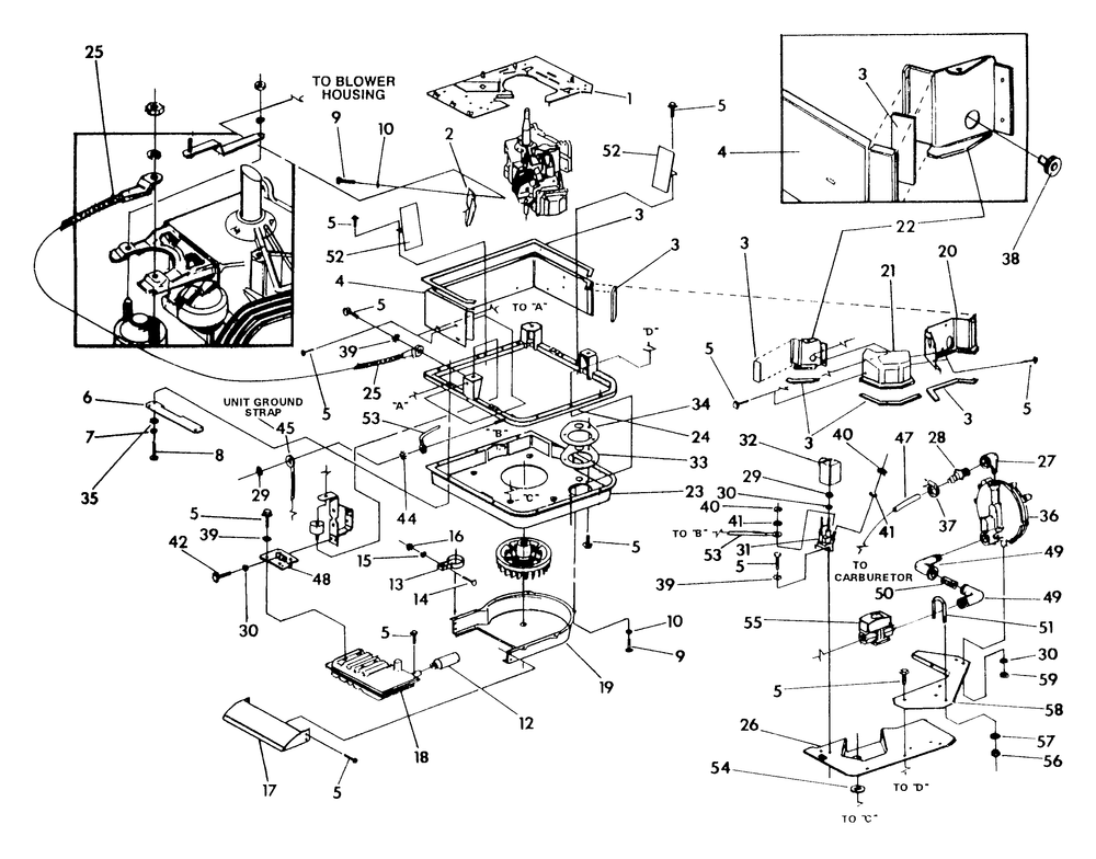 Engine Sheet Metal Diagram and Parts List for 9847-0  Generac Generator