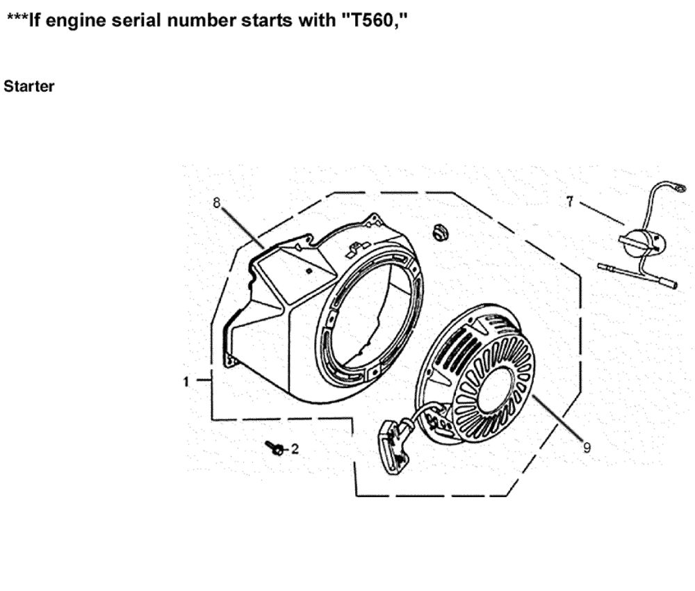 Starter 2 Diagram and Parts List for 005939-2  Generac Generator