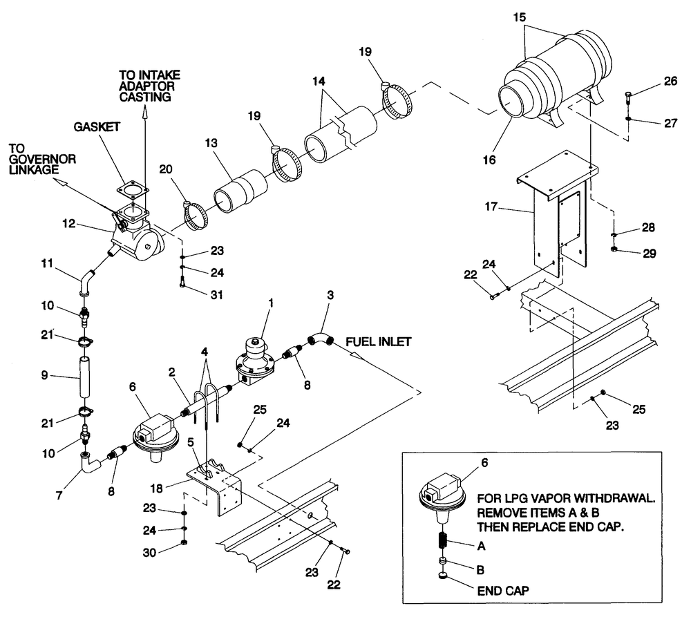 Lpg Vapor Diagram and Parts List for 4588-0  Generac Generator