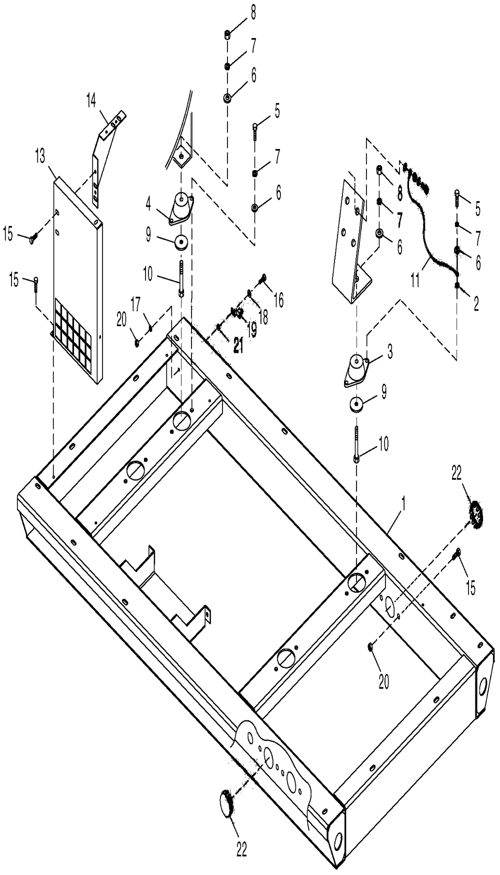 Mounting Base Diagram and Parts List for 0047420 (3638011 - 3989689)(2004) Generac Generator