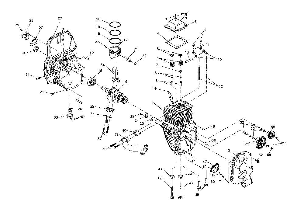 Engine Diagram and Parts List for IX2000-5793-0  Generac Generator