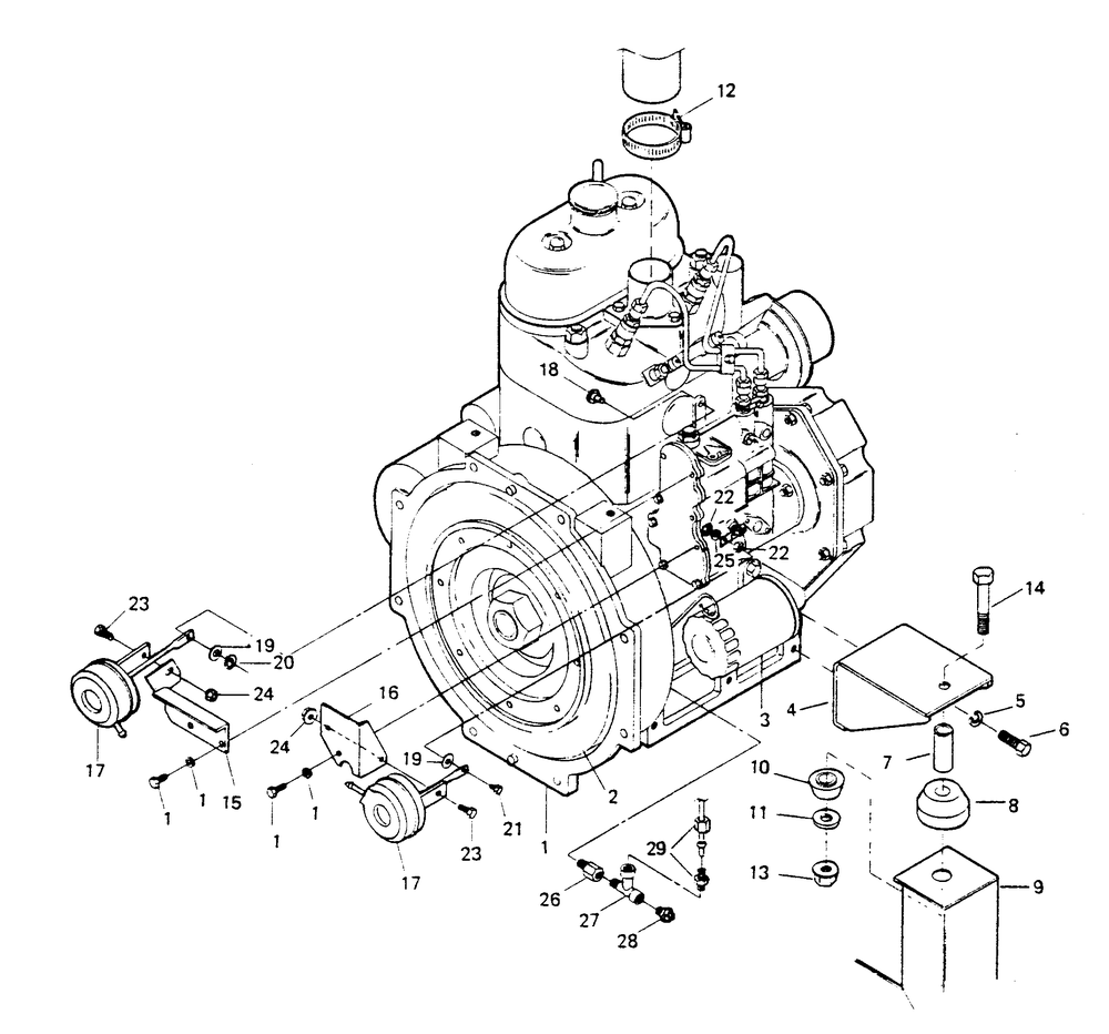 Engine Parts (Part 1) Diagram and Parts List for 6973-1  Generac Welder