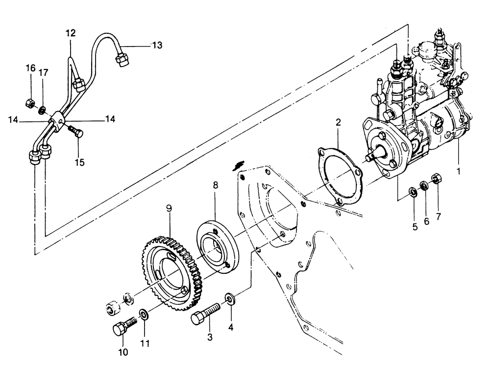 Fuel Injection Pump Drive Components Diagram and Parts List for 8248-1  Generac Welder