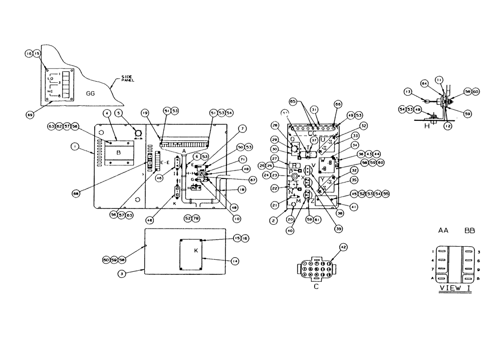 Control Panel Diagram and Parts List for 9300-1  Generac Generator