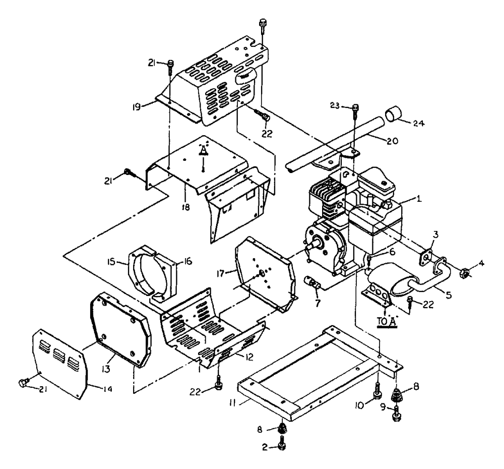 Sheet Metal And Base No. 63157 Diagram and Parts List for G2450 (8773-0)(8773-0) Generac Generator