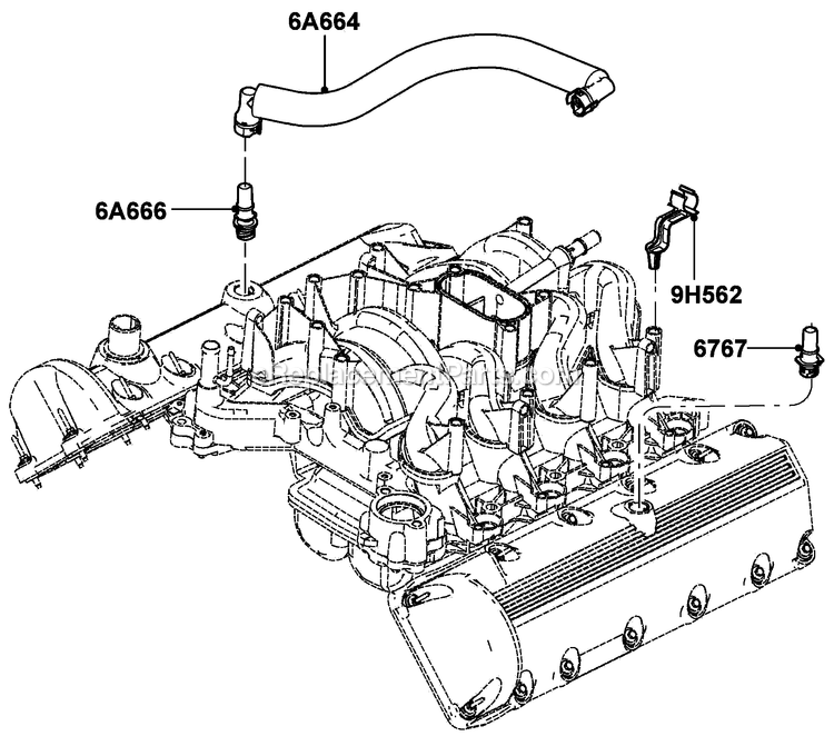 Gas Engine Crankcase Ventilation Diagram and Parts List for LT05554GVSNA (GXB00827 - )(2010) Generac Generator