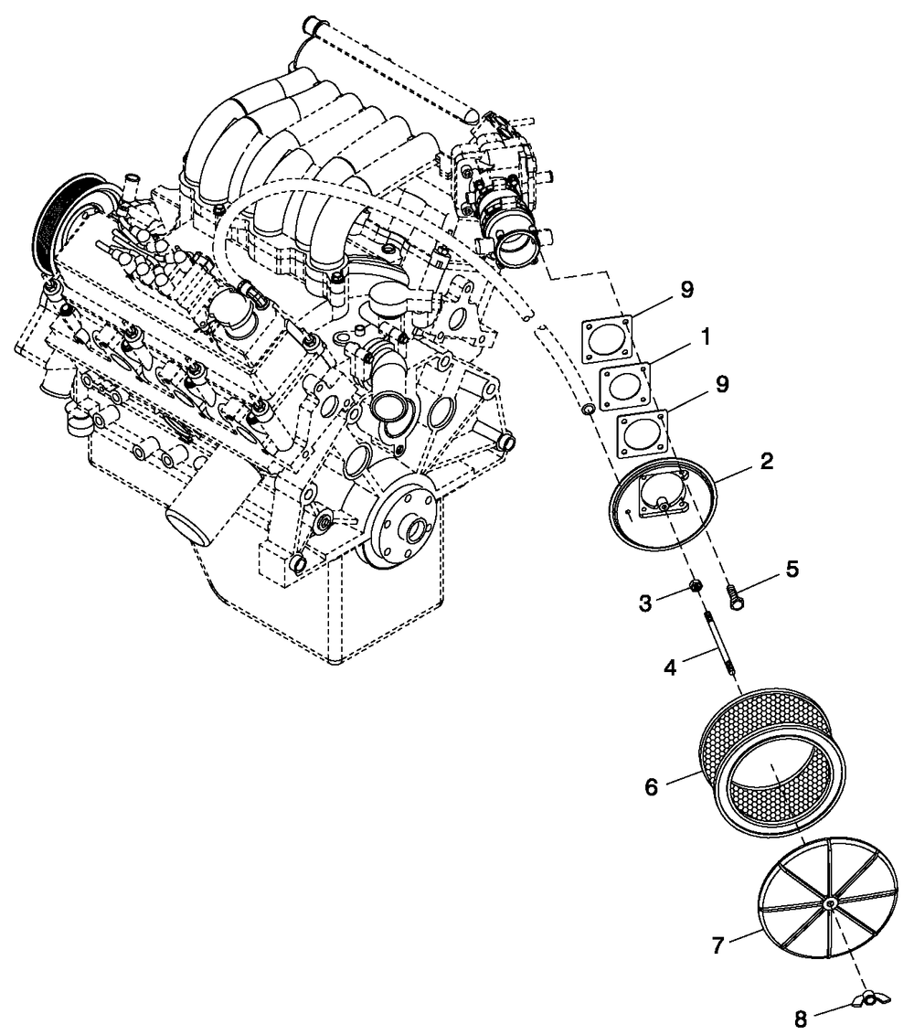 Ev Air Cleaner Cpl Fwd Diagram and Parts List for QT03030ANSN (4342908 - 4342909)(2006) Generac Generator
