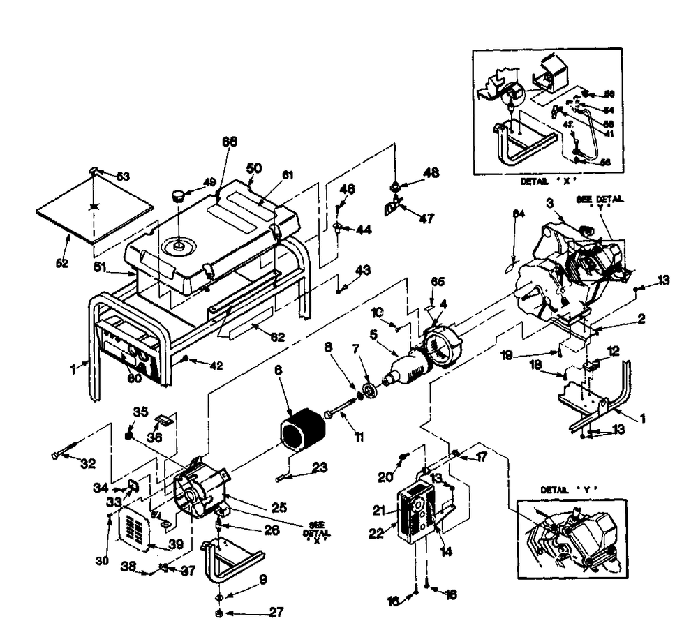 Portable Generator Cradle Diagram and Parts List for 3W953A (9540-2)(9540-2) Generac Generator